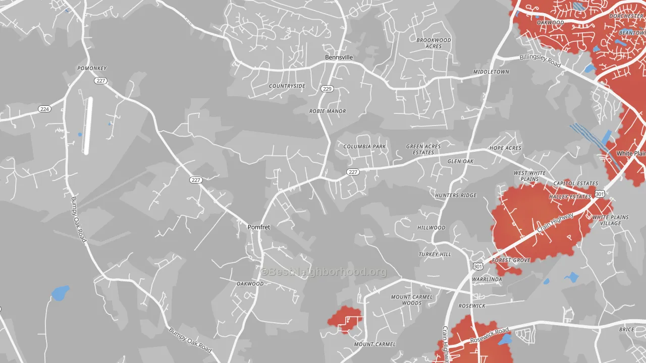Transit Grade map of Pomfret, MD