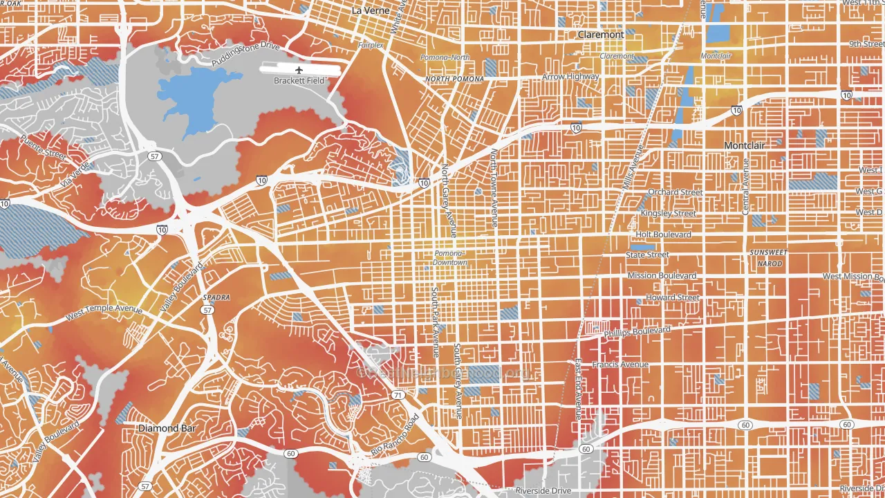 Transit Grade map of Pomona, CA