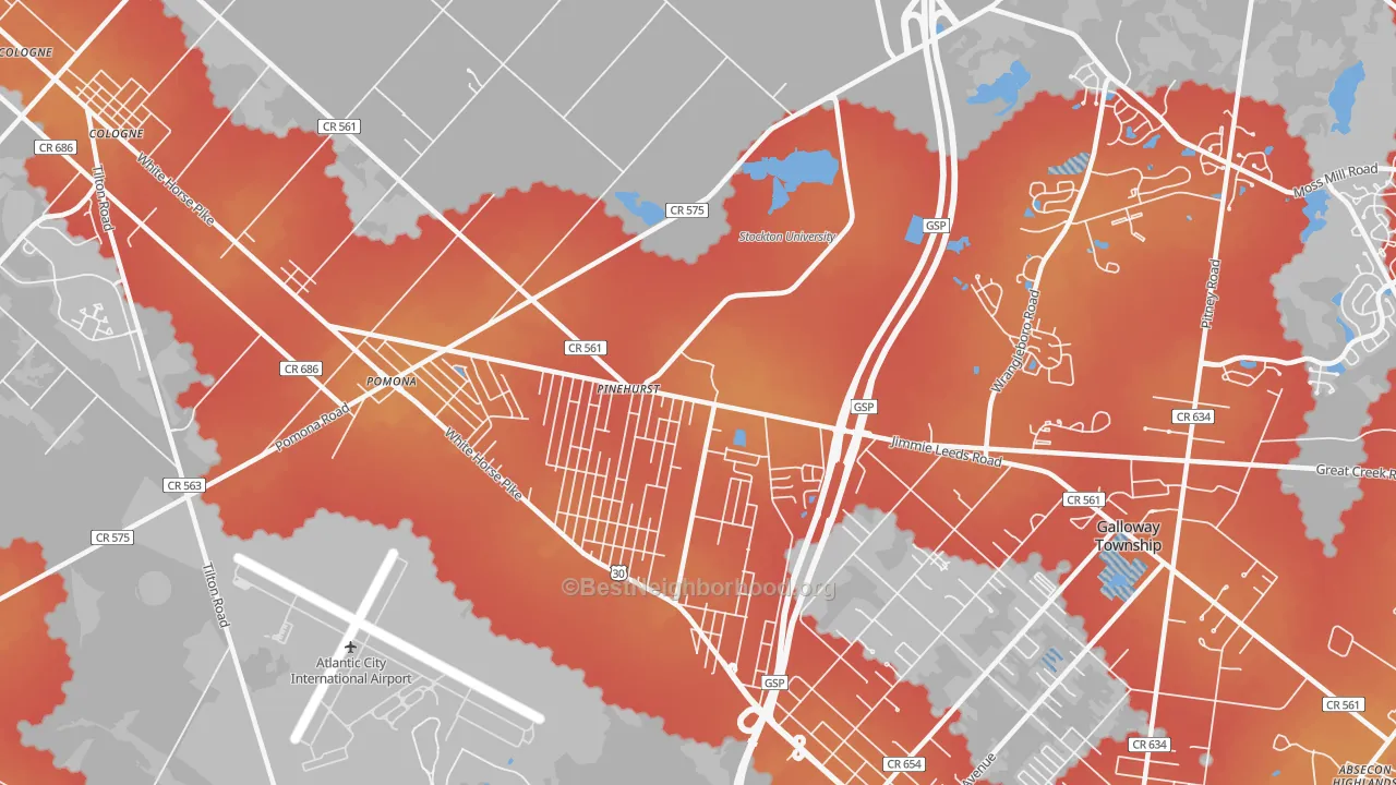 Transit Grade map of Pomona, NJ