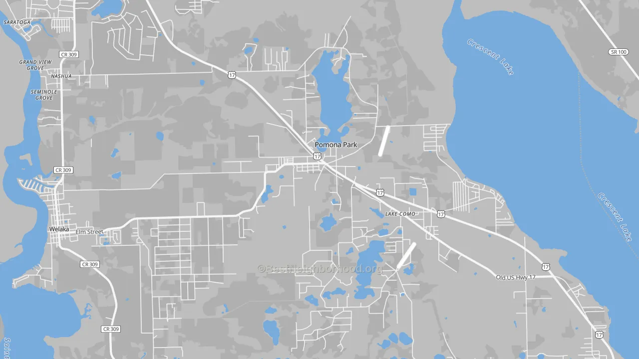 Transit Grade map of Pomona Park, FL
