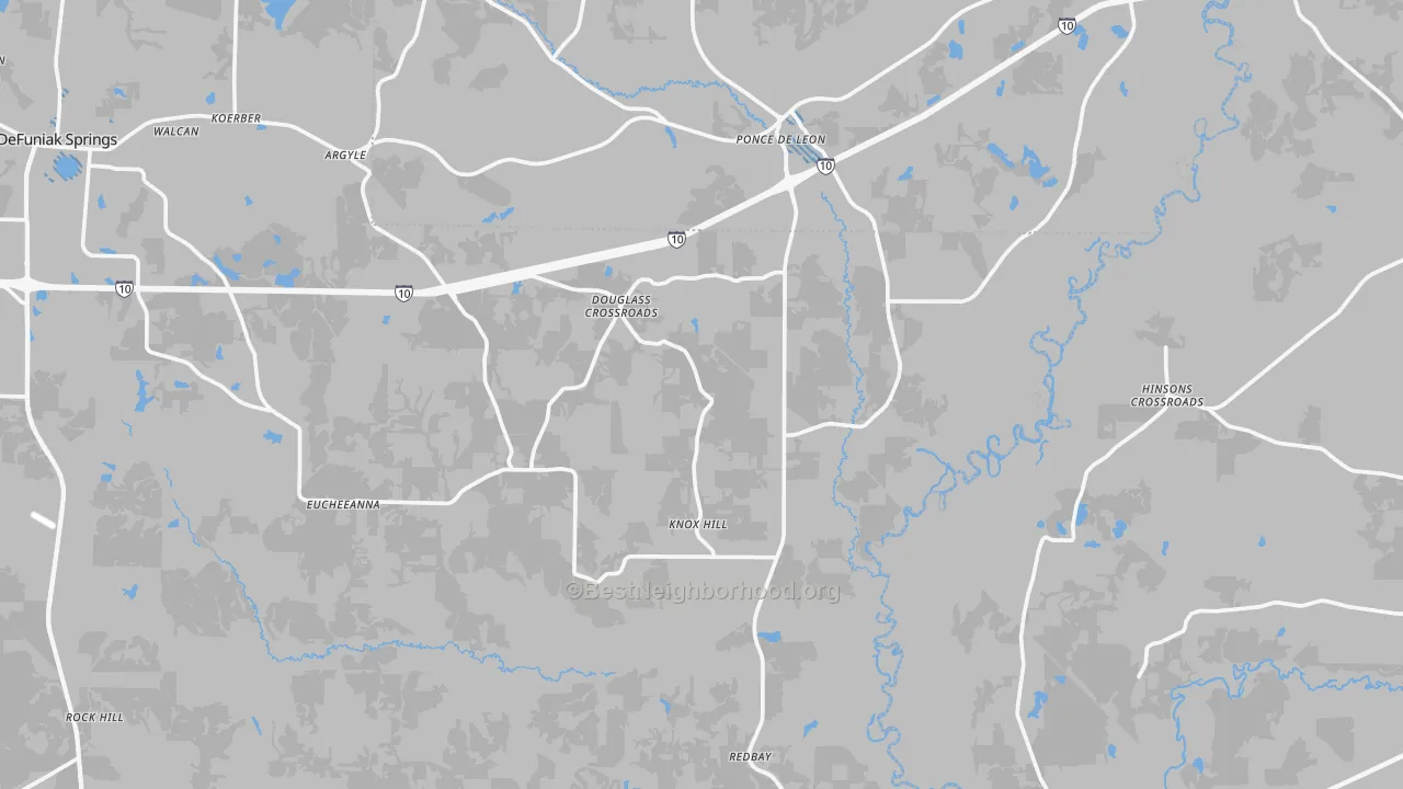 Transit Grade map of Ponce de Leon, FL