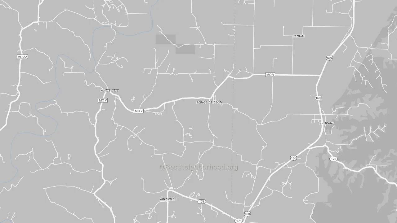 Transit Grade map of Ponce De Leon, MO