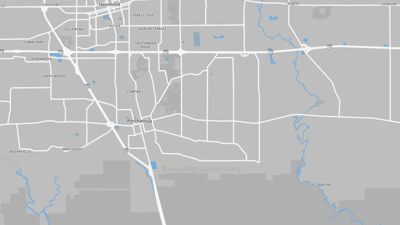 Transit Grade map of Ponchatoula, LA
