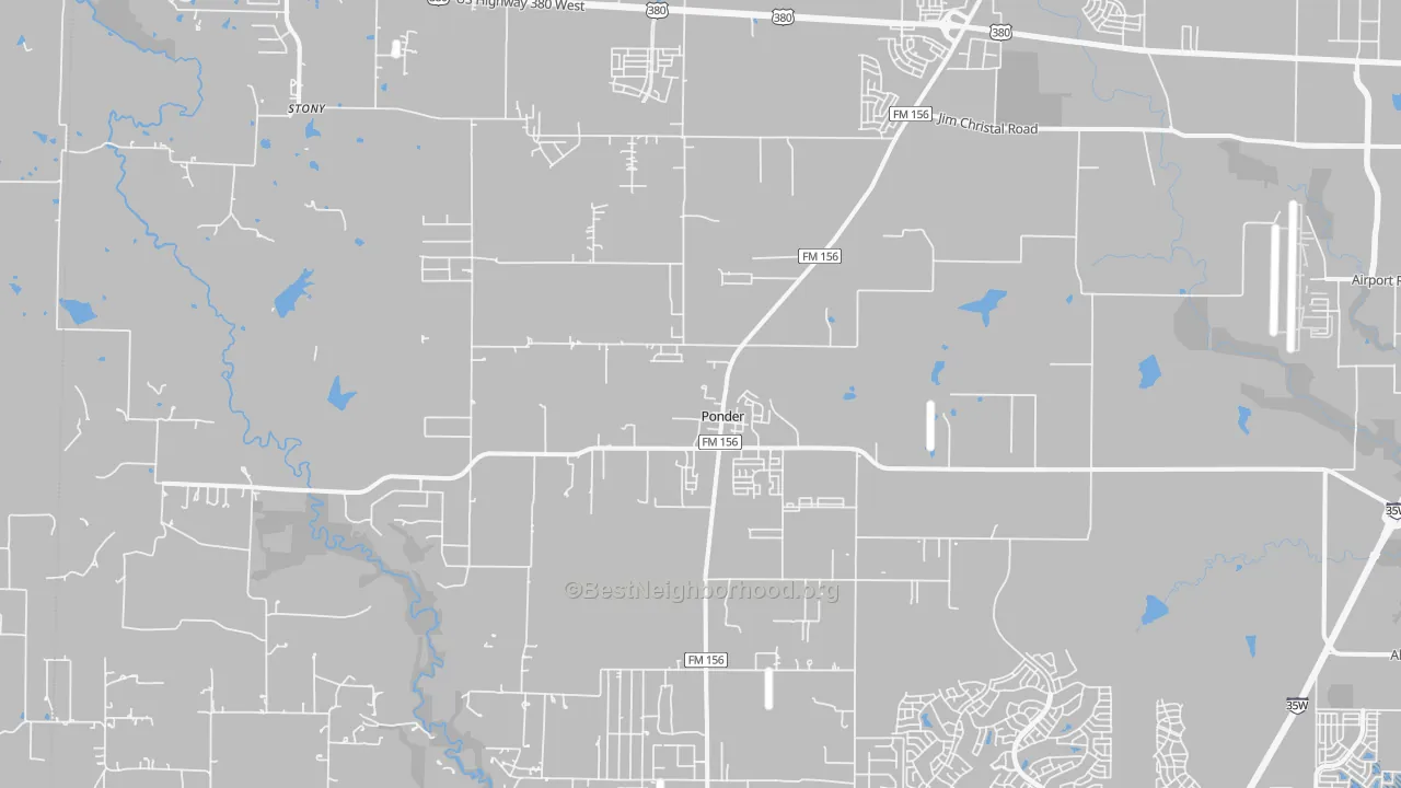 Transit Grade map of Ponder, TX