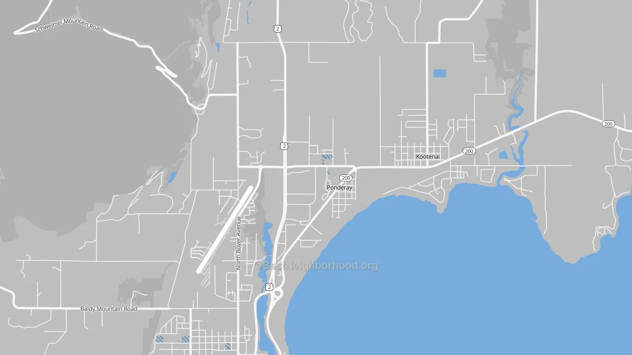 Transit Grade map of Ponderay, ID