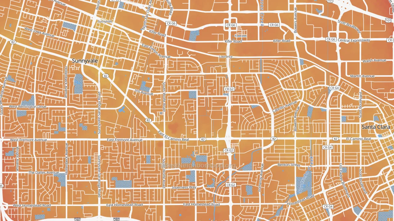 Transit Grade map of Ponderosa Park, Sunnyvale, CA