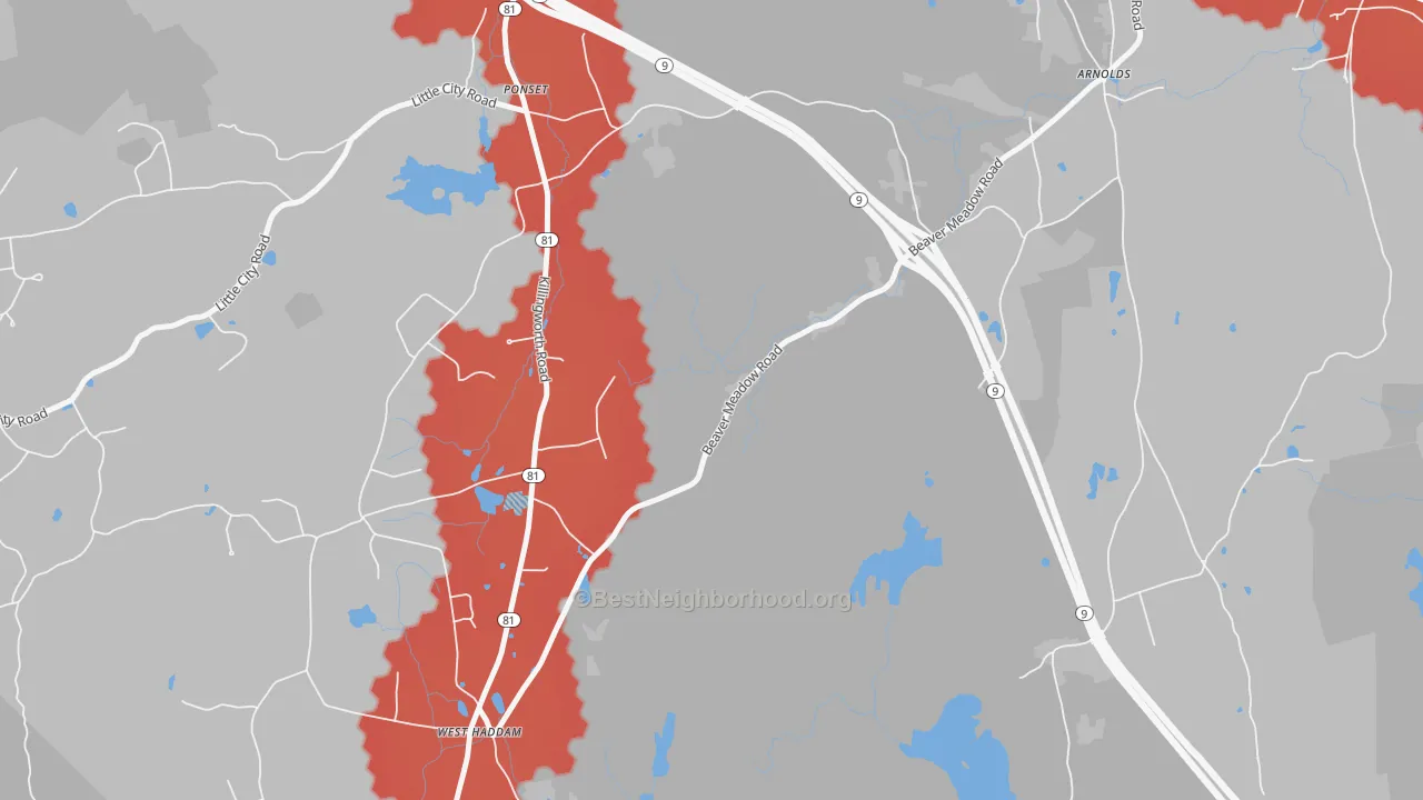 Transit Grade map of Ponset, CT