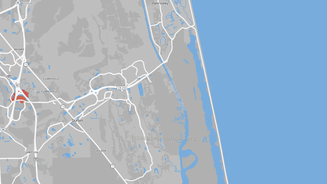 Transit Grade map of Ponte Vedra Beach, FL