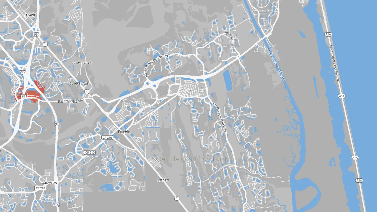 Transit Grade map of Ponte Vedra, FL