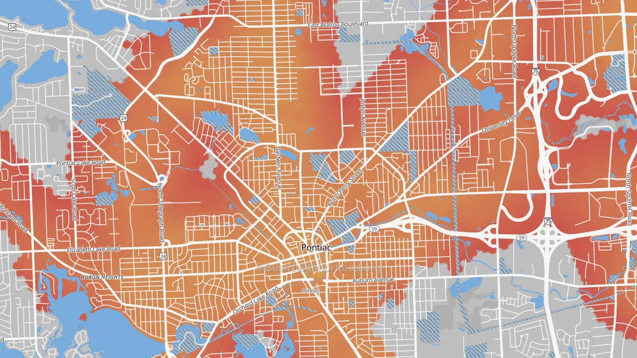 Transit Grade map of Pontiac, MI