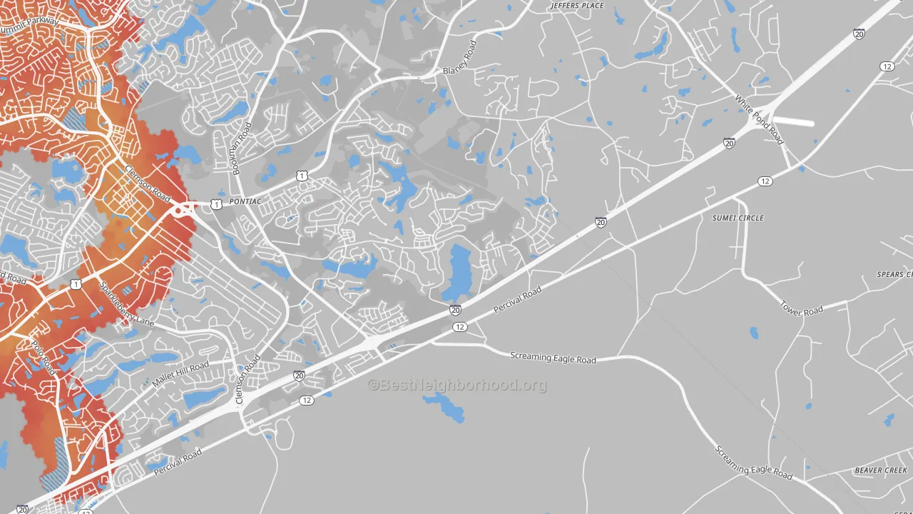 Transit Grade map of Pontiac, SC