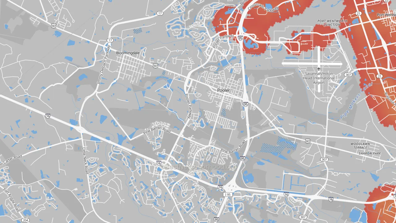 Transit Grade map of Pooler, GA