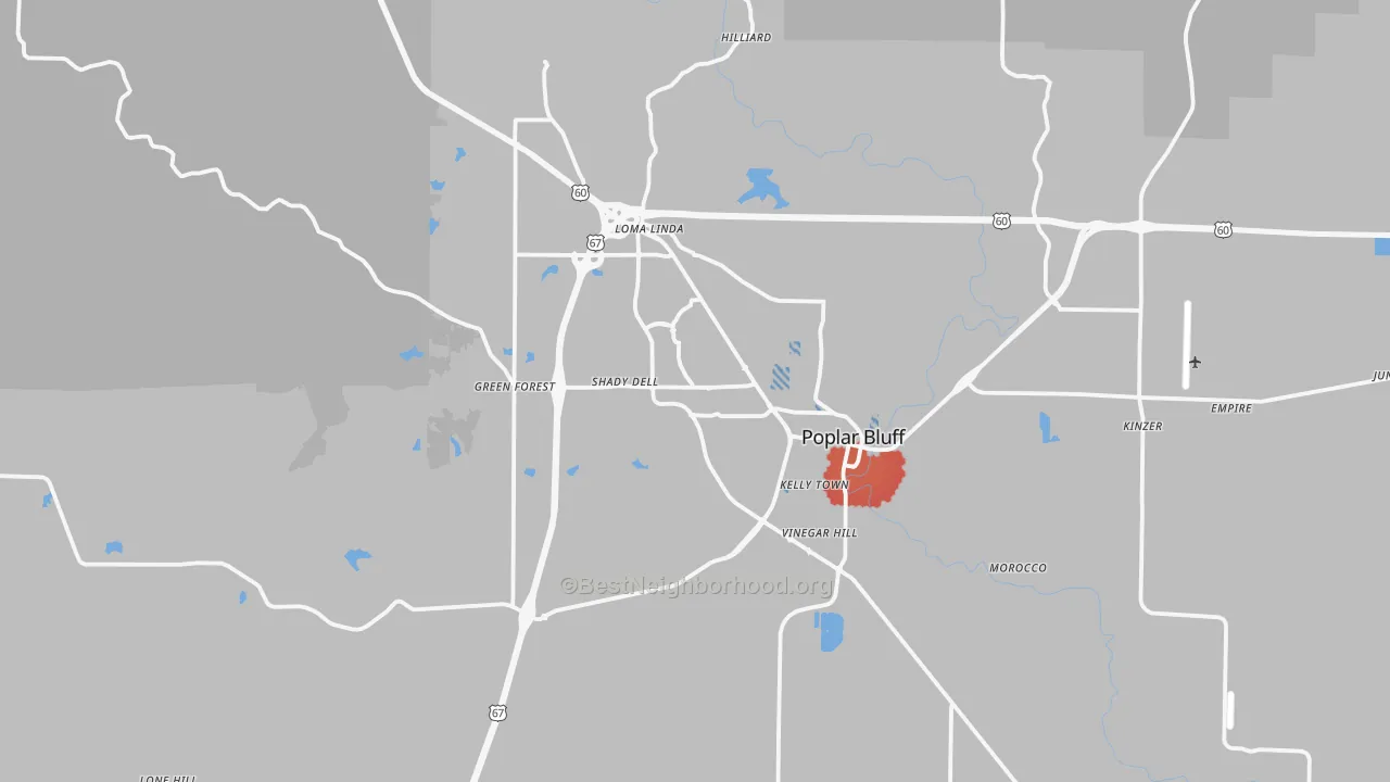 Transit Grade map of Poplar Bluff, MO