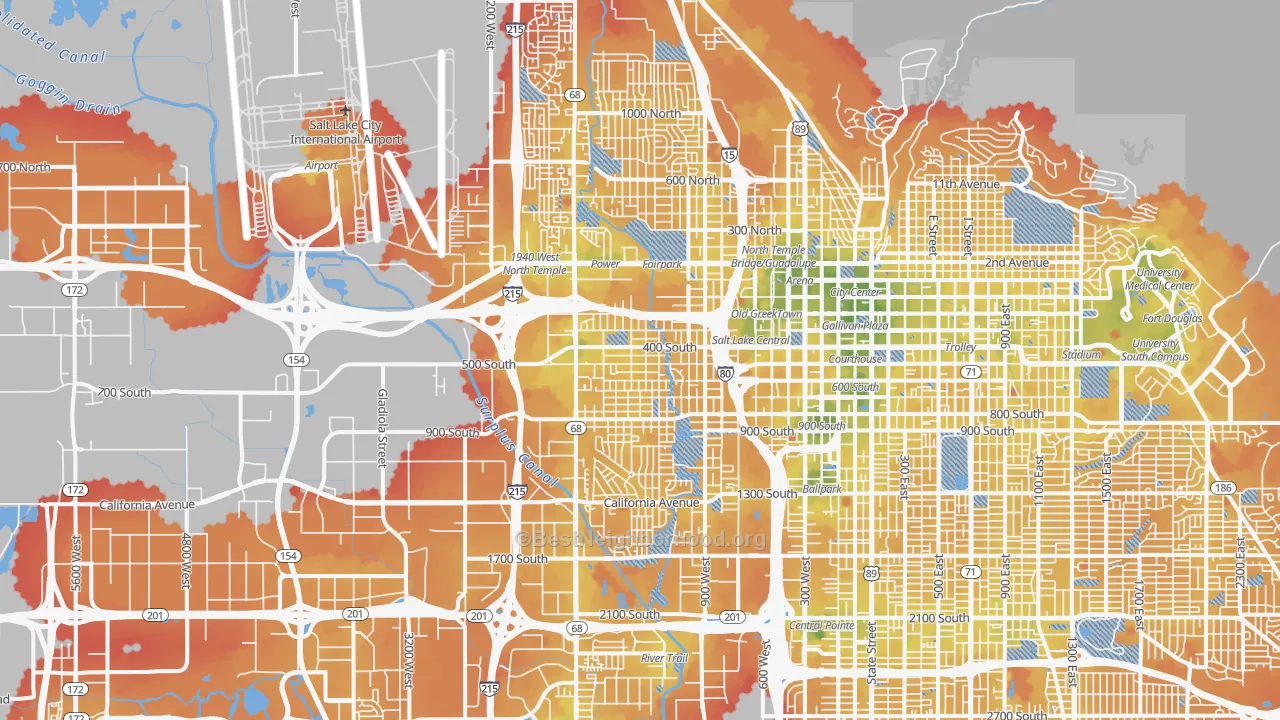 Transit Grade map of Poplar Grove, Salt Lake City, UT