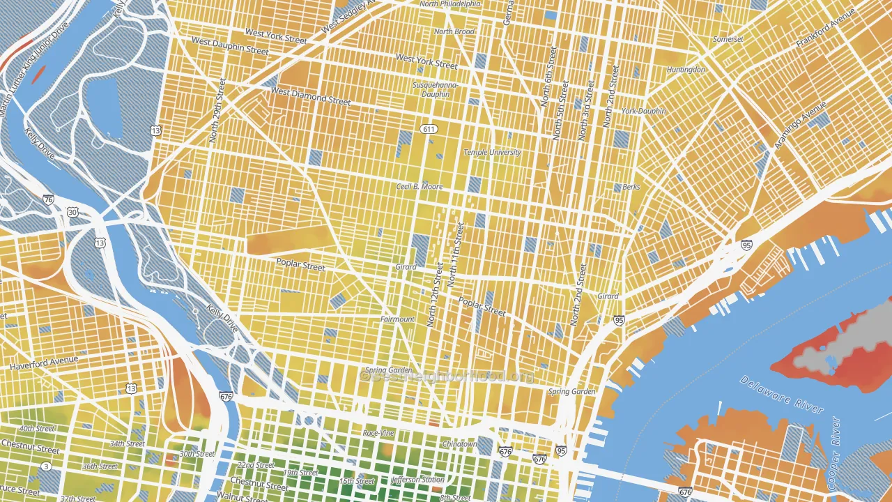 Transit Grade map of Poplar-Ludlow-Yorktowne, Philadelphia, PA
