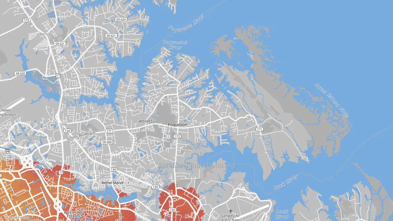 Transit Grade map of Poquoson City, VA