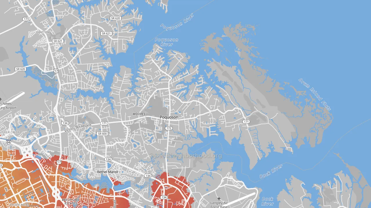Transit Grade map of Poquoson, VA