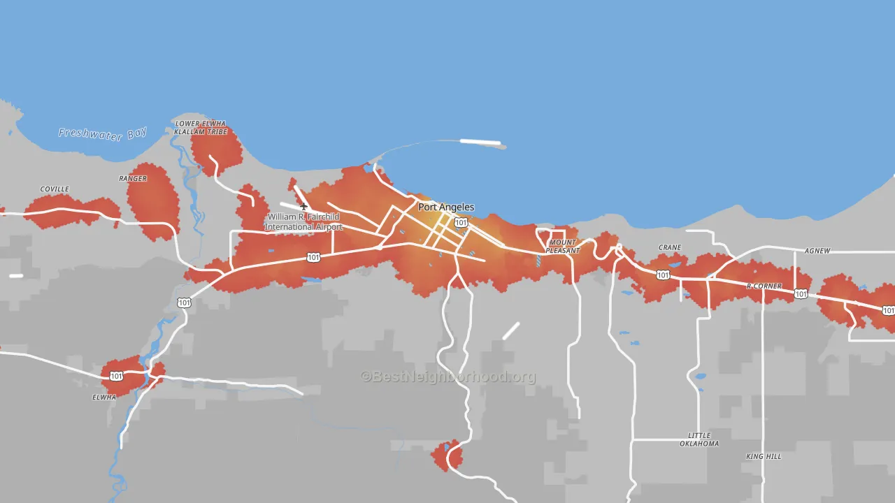 Transit Grade map of Port Angeles, WA