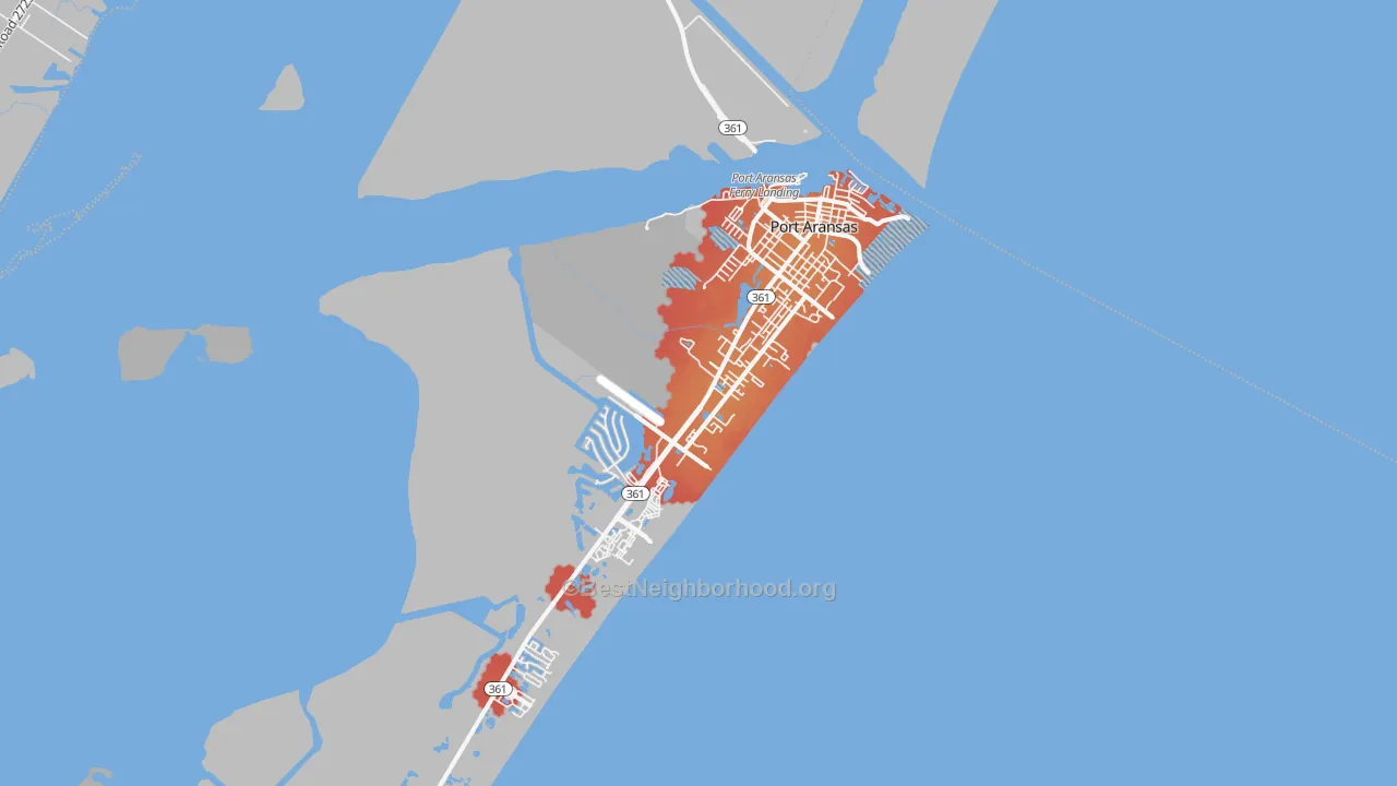 Transit Grade map of Port Aransas, TX