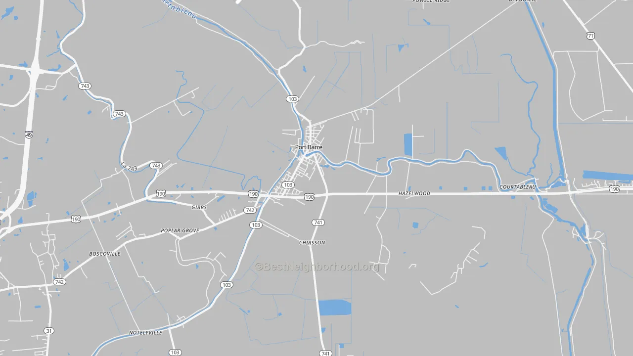 Transit Grade map of Port Barre, LA