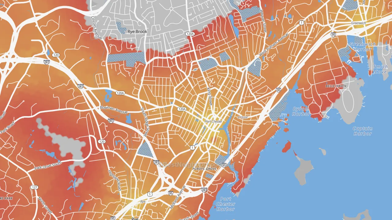 Transit Grade map of Port Chester, NY