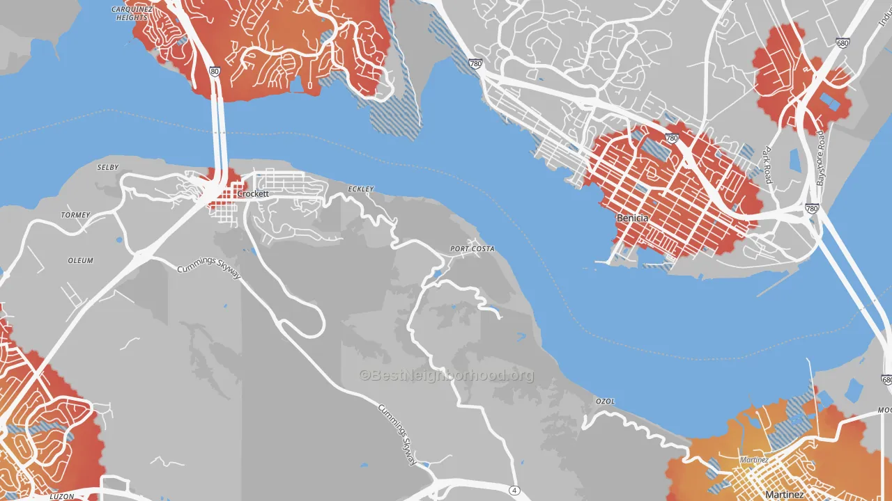 Transit Grade map of Port Costa, CA