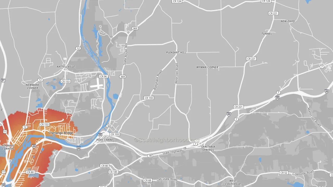 Transit Grade map of Port Crane, NY