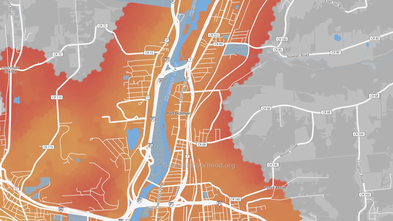 Transit Grade map of Port Dickinson, NY