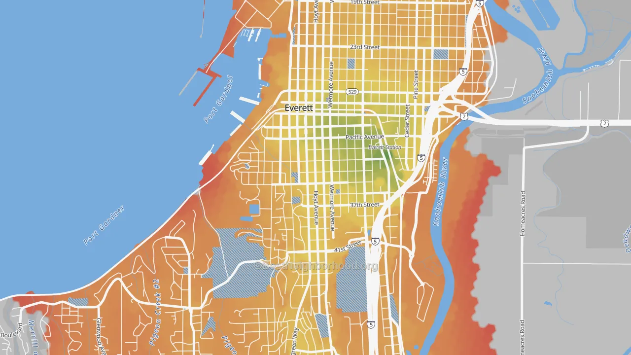 Transit Grade map of Port Gardner, Everett, WA