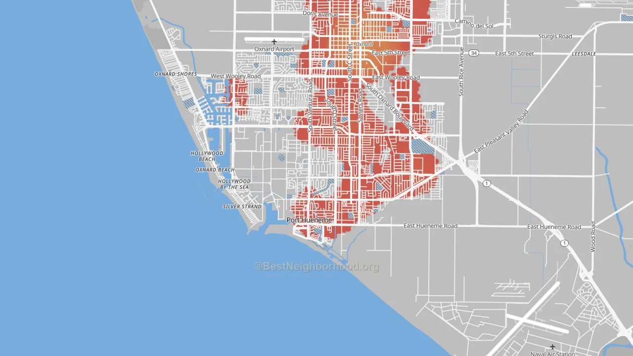 Transit Grade map of Port Hueneme, CA