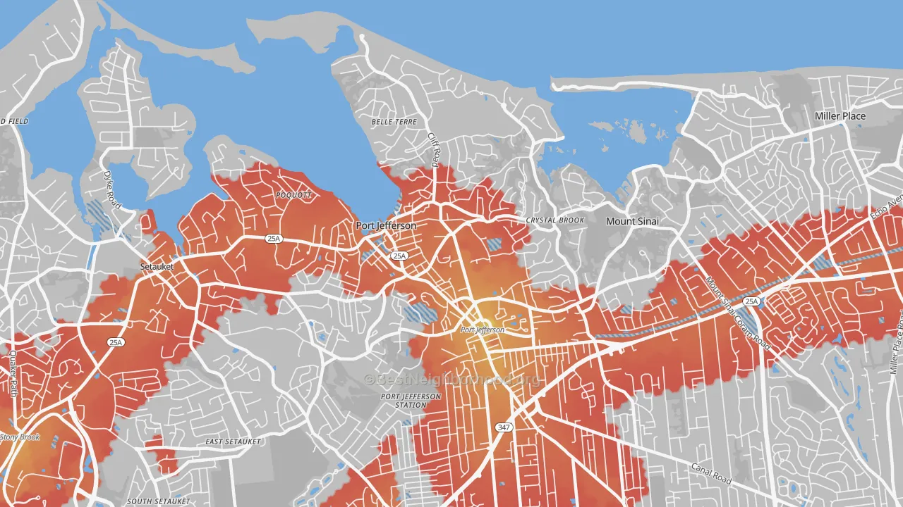 Transit Grade map of Port Jefferson, NY