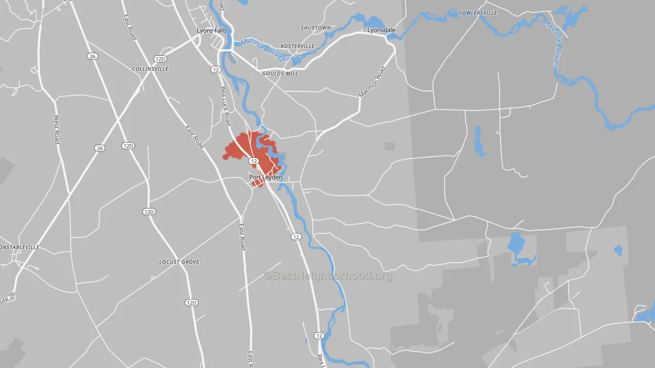 Transit Grade map of Port Leyden, NY