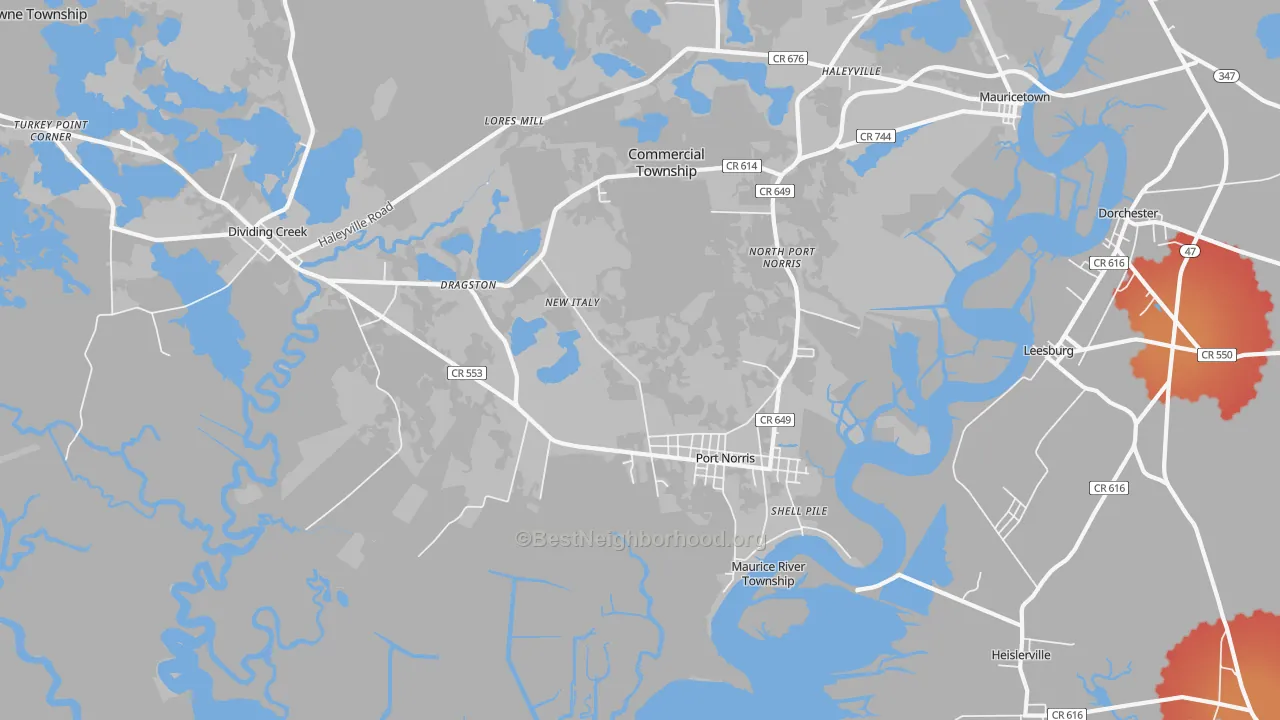 Transit Grade map of Port Norris, NJ