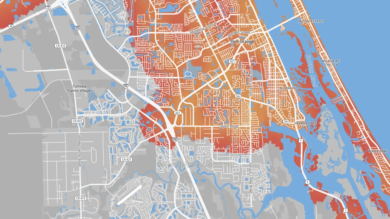 Transit Grade map of Port Orange, FL