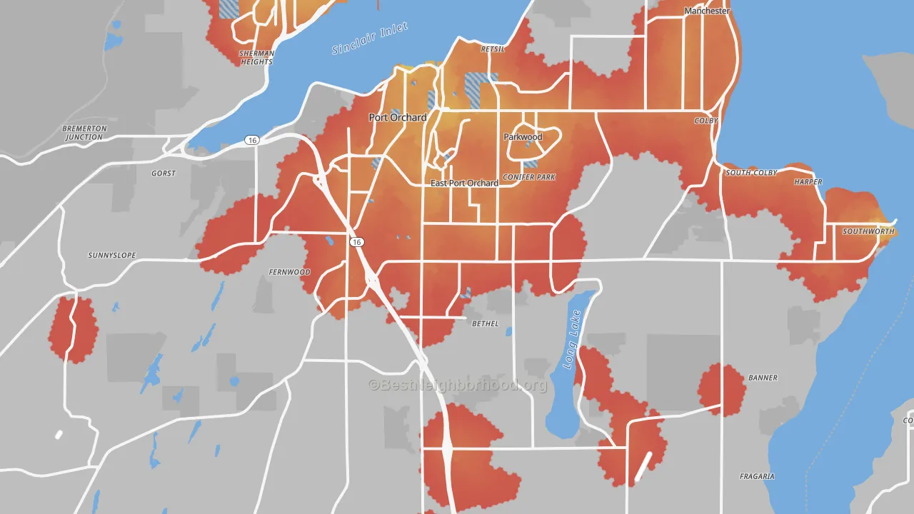 Transit Grade map of Port Orchard, WA