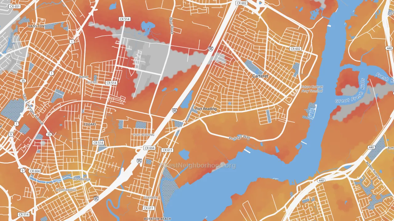 Transit Grade map of Port Reading, NJ