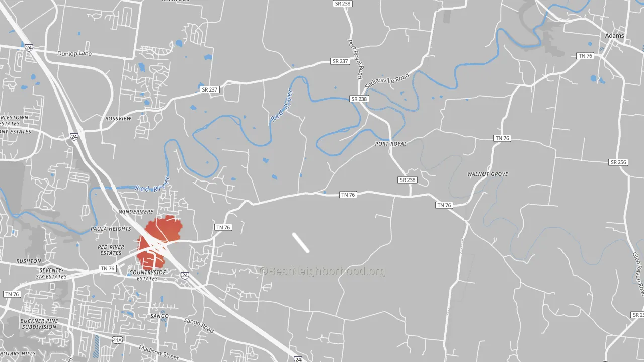 Transit Grade map of Port Royal, TN