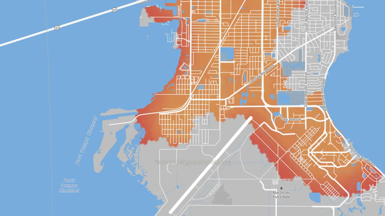 Transit Grade map of Port Tampa City, Tampa, FL