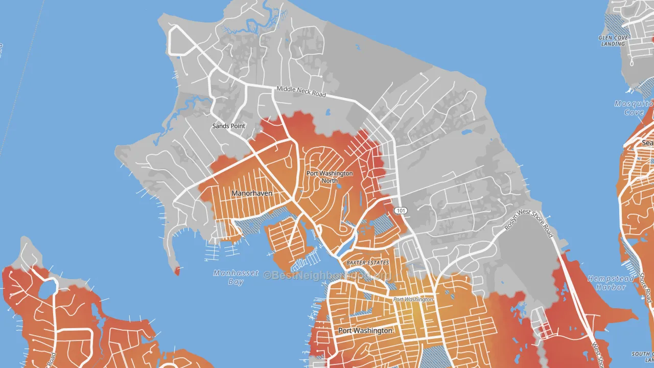 Transit Grade map of Port Washington North, NY