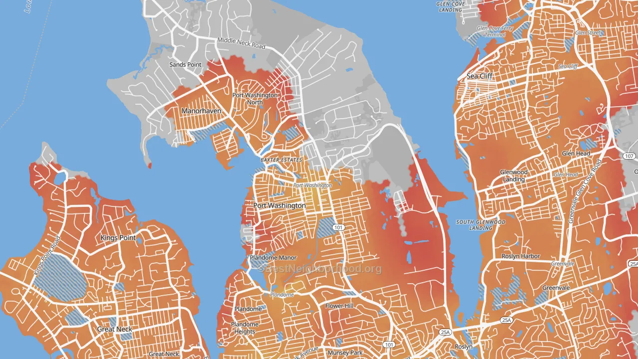 Transit Grade map of Port Washington, NY