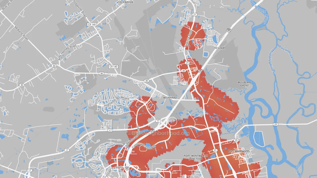 Transit Grade map of Port Wentworth, GA