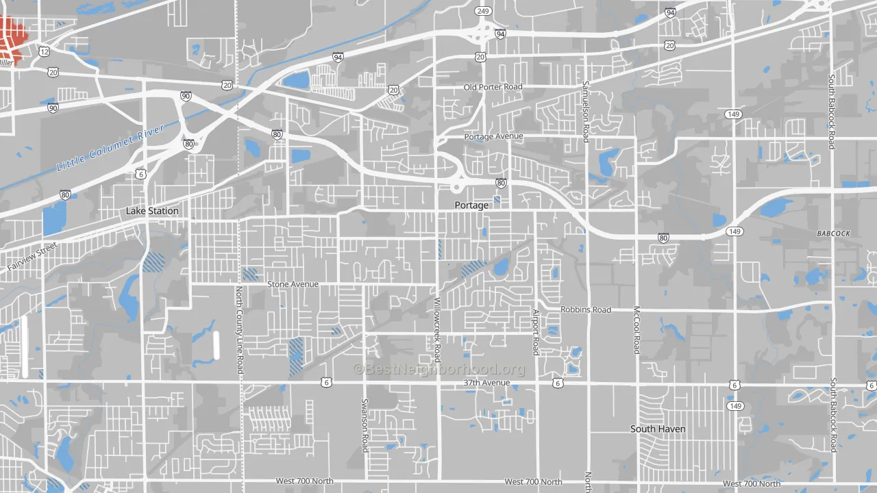 Transit Grade map of Portage, IN