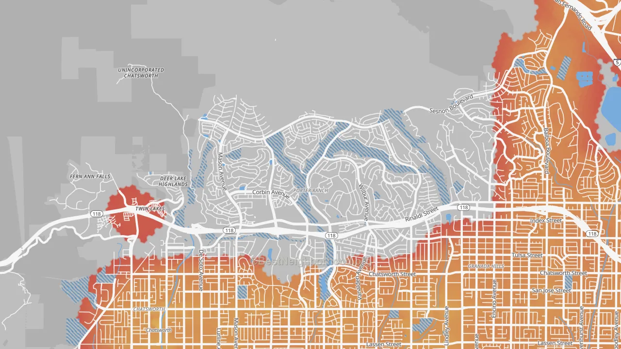 Transit Grade map of Portar Ranch, Northridge, CA