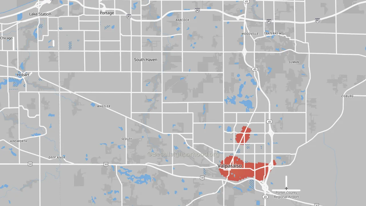 Transit Grade map of Porter County, IN