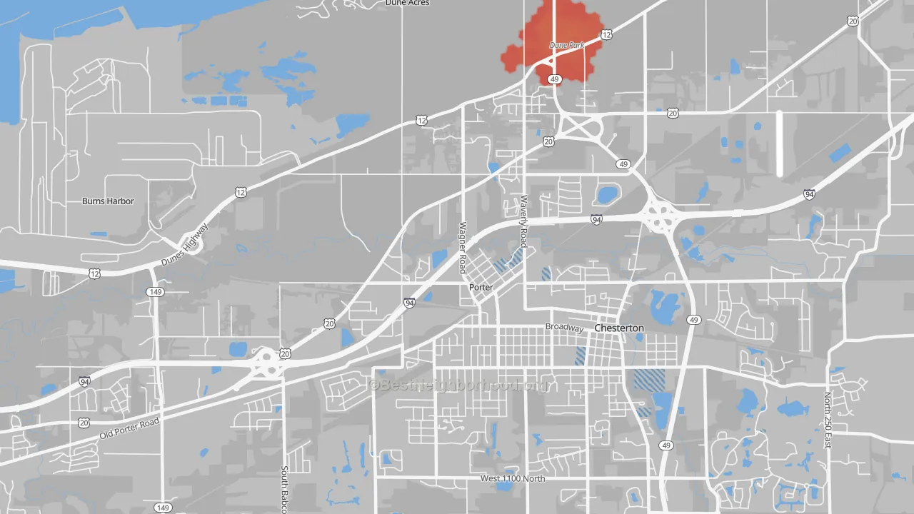 Transit Grade map of Porter, IN