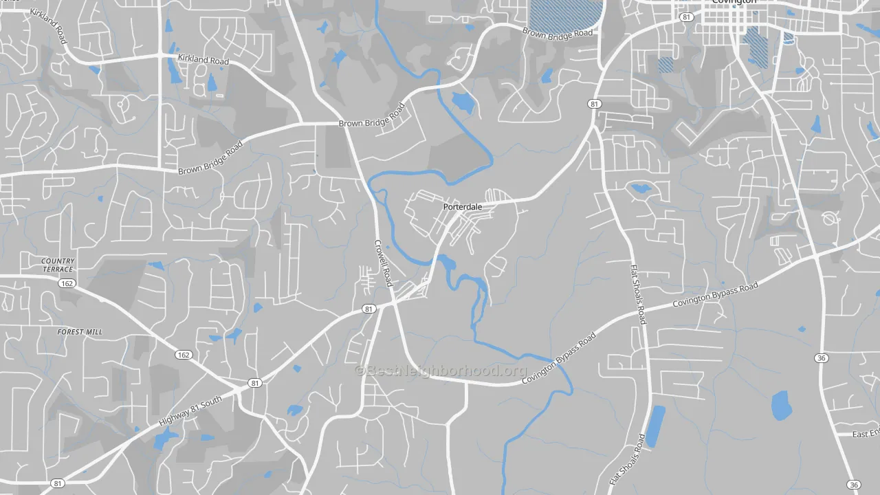 Transit Grade map of Porterdale, GA