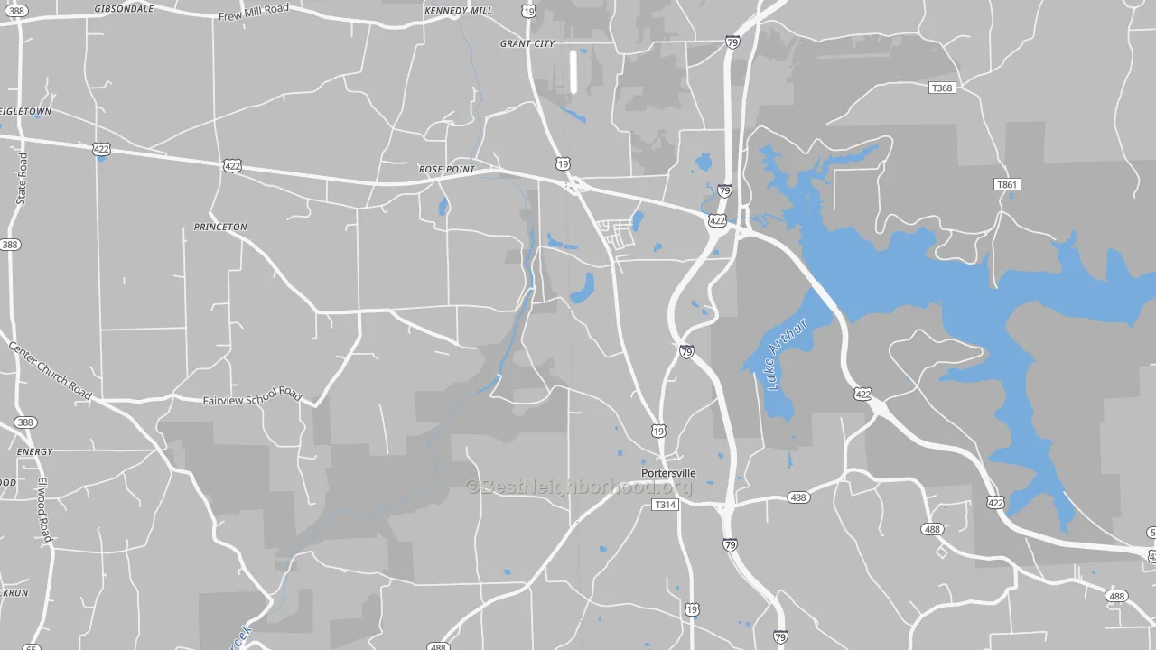 Transit Grade map of Portersville, PA