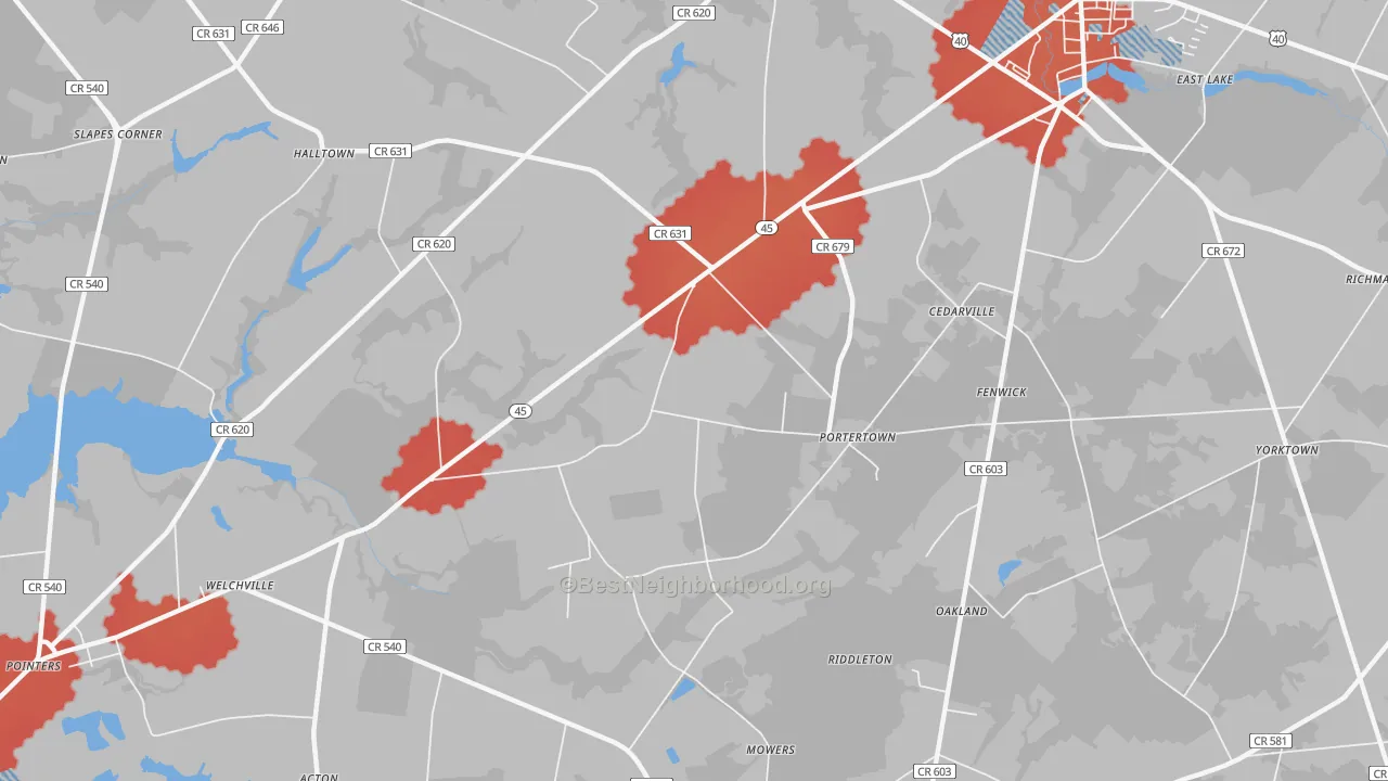 Transit Grade map of Portertown, NJ
