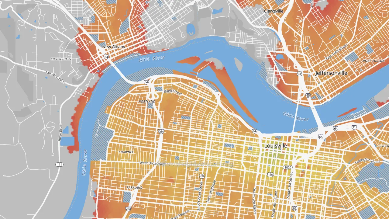 Transit Grade map of Portland, Louisville, KY