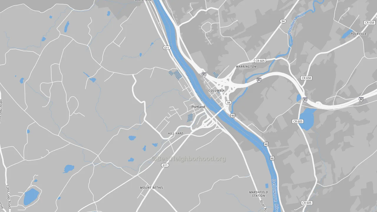 Transit Grade map of Portland, PA